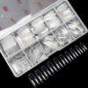 500PCS Clear False Nails Tips Lady French Style Acrylic Artificial Tip Manicure with Box of 10 Sizes for Nail Art Salons and Home DIY