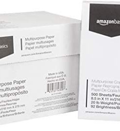 AmazonBasics Multipurpose Copy Printer Paper - White, 8.5 x 11 Inches, 5 Ream Case (2,500 Sheets)