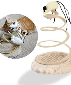 Andiker Interactive Cat Toy, Cat Plush Toy with Spiral Spring Plate and Funny Ball or Mouse Interactive Stainless Steel Spring Rotating Cat Creative Toy to Kill time and Keep Fit