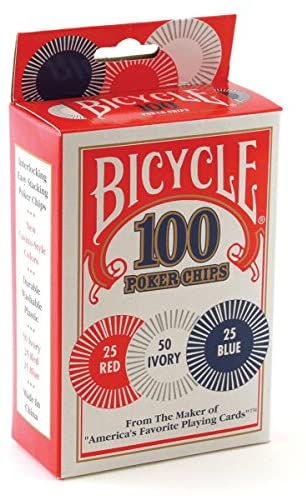 Bicycle Poker Chips - 100 count with 3 colors (2 Pack)