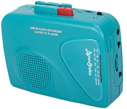 Byron Statics Cassette Player FM Am Radio Walkman Portable Cassette Converter Automatic Stop System Protect Cassette Tape Mic Recorder 2 AA Battery or USB Power Supply Belt clip with Headphone, Teal