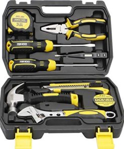 DOWELL 10 Piece Small Tool Kit,Mini Portable Tool Set,Home Repair Hand Tool Kit with Plastic Tool box Storage Case