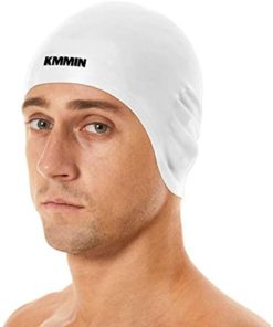 KMMIN Swim Cap, 3D Ergonomic Design Swimming Cap for Women Men Long Hair Short Hair Silicone Adult Swim Cap with Great Elasticity Ear Protection
