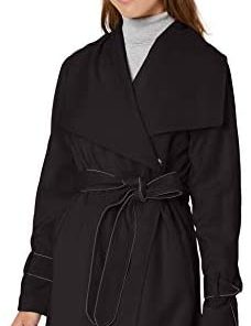 Karl Lagerfeld Paris Women's Cascade Front Wrap Trench Coat