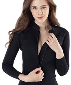 Micosuza Women's Wetsuit Jacket Premium Neoprene 1.5mm Long Sleeve Front Zip Wetsuit Top