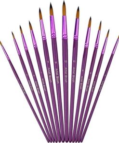Mudder 12 Pieces Artist Paint Brushes Fine Paint Brush for Acrylic Watercolor Oil Painting, Purple