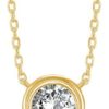PAVOI 14K Gold Plated 1.00 ct (D Color, VVS Clarity) CZ Simulated Diamond Bezel-Set Solitaire Choker Necklace | Sterling Silver Necklace for Women