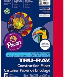 Pacon Tru-Ray Heavyweight Construction Paper, Festive Red,  9