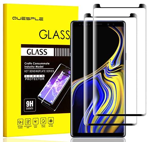 QUESPLE [2-Pack] Galaxy Note 9 Screen Protector, Premium [Bubble Free] [Anti-Scratch] [Case Friendly] 9H Hardness Tempered Glass Film Screen Protector for Samsung Galaxy Note 9