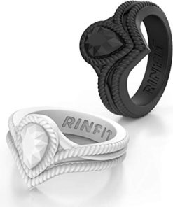 Rinfit Silicone Wedding Ring for Women Rings - Designed & Soft Women's Wedding Bands. Silicone Rubber. U.S. Design Patent Pending. Size 4-10