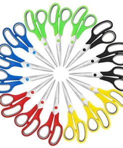 Scissors, VERONES 8 Inch Soft Comfort-Grip Handles & Stainless Steel Sharp Blades Perfect for Cutting Paper, Fabric Photos, More, 15-Pack