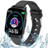 Smart Watch for Women Men - Waterproof Fitness Tracker with Blood Pressure Heart Rate Monitor, Activity Tracker Watch with Pedometer Calorie Music Full Touch Smart Watch for Android iOS Phones (Black)