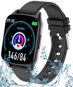 Smart Watch for Women Men - Waterproof Fitness Tracker with Blood Pressure Heart Rate Monitor, Activity Tracker Watch with Pedometer Calorie Music Full Touch Smart Watch for Android iOS Phones (Black)