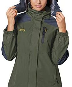 Spmor Women's Waterproof Jacket Rain Coat Windproof Breathable Hooded Windbreaker Jacket