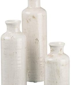 Sullivans Small White Vase Set (Ceramic), Rustic Home Decor, Distressed White, Set of 3 Vases (CM2333).