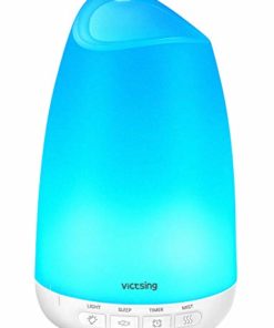 VicTsing 150ml Essential Oil Diffuser, 3rd Version Aromatherapy Diffusers Ultrasonic Cool Mist Humidifier with Sleep Mode, Waterless Auto-Off for Home Office Room Baby-White