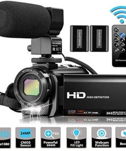 Video Camera Camcorder with Microphone, VideoSky FHD 1080P 30FPS 24MP Vlogging YouTube Cameras 16X Digital Zoom Camcorder Webcam Recorder with Remote Control, 3.0 Inch 270° Rotation Screen