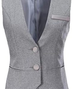 Vocni Women V-Neck Business Slim Fit Skinny Button Down Suit Dressy Vests Waistcoat