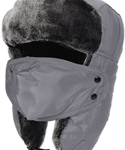 Winter Faux Fur Outdoor Trapper Cap Ushanka Russian Hats with Windproof Facemask